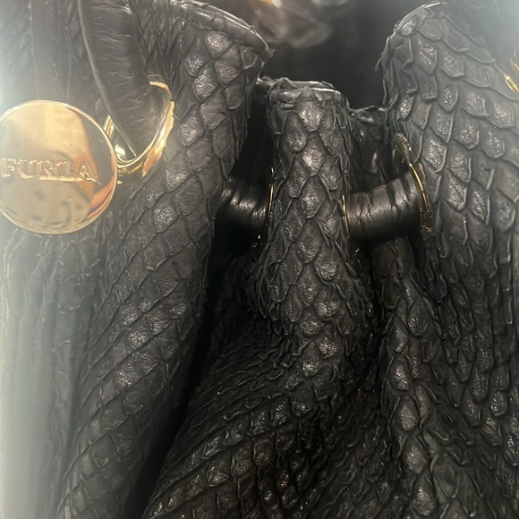 Furla bag - python effect tote genuine leather black - Picture 13 of 13